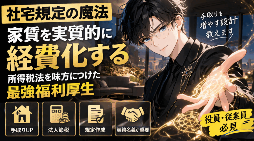 社宅規定で節税する方法とは？役員社宅の仕組み・賃貸料相当額・手取りを増やす設計を徹底解説